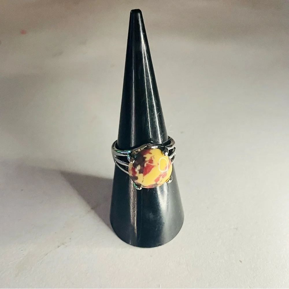 New Handmade Natural Mookaite Yellow Stone Sterling Silver Dragon Claw Ring
